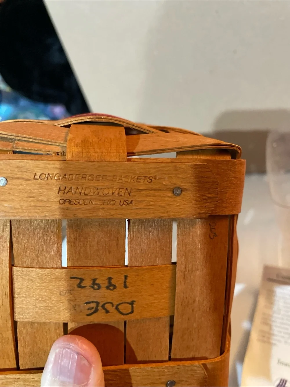 Longaberger 1993 Inaugural Basket 5 x 4.5   With plastic liner/description card